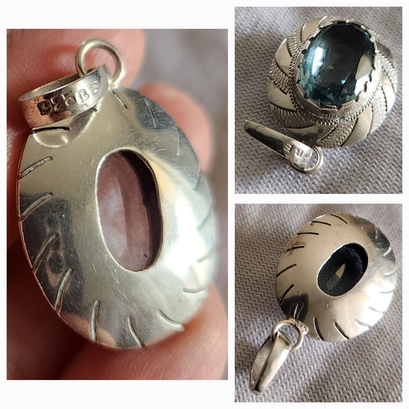Aquamarine Gemstone Sterling Silver Pendant - Picture 12 of 14